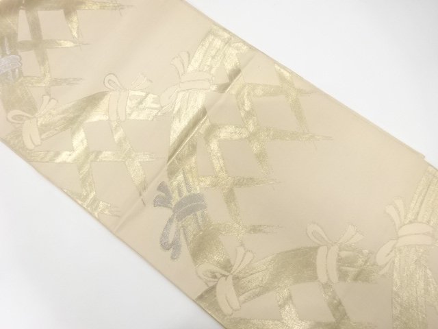 JAPANESE KIMONO / ANTIQUE FUKURO OBI / SILK / WOVEN FENCE